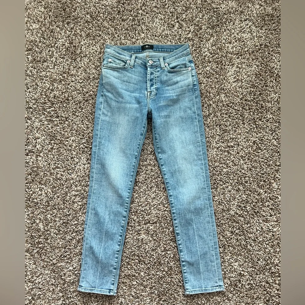 7 For All Mankind Skinny Jeans Women Size 23‎ Light Blue Denim (0647) - Picture 2 of 15